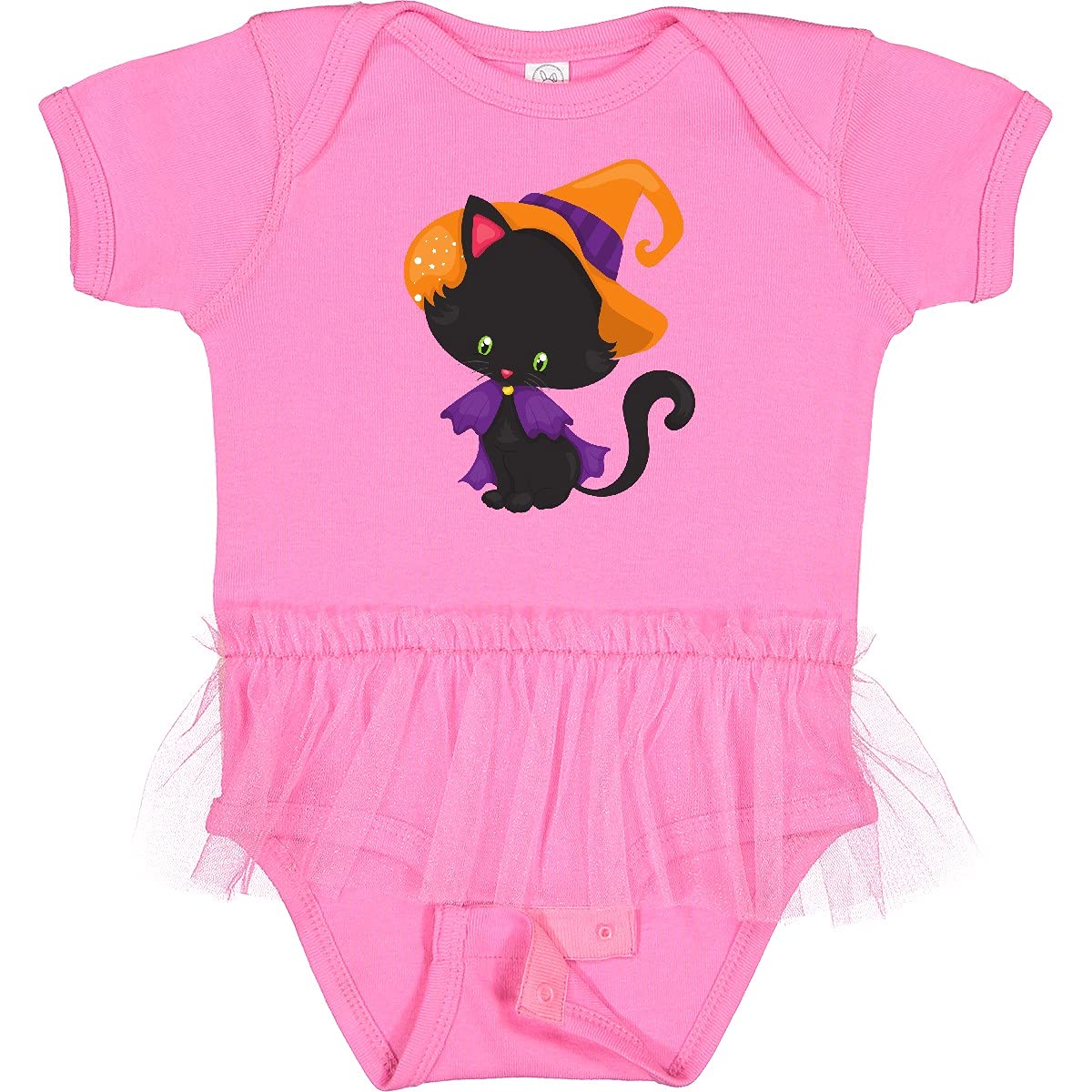 Inktastic Halloween Cat Infant Tutu Bodysuit - Cute Black Cat with Witch Hat Outfit for Baby Girls & Boys | Perfect for Halloween Parties, Photo Shoots & Costume Events