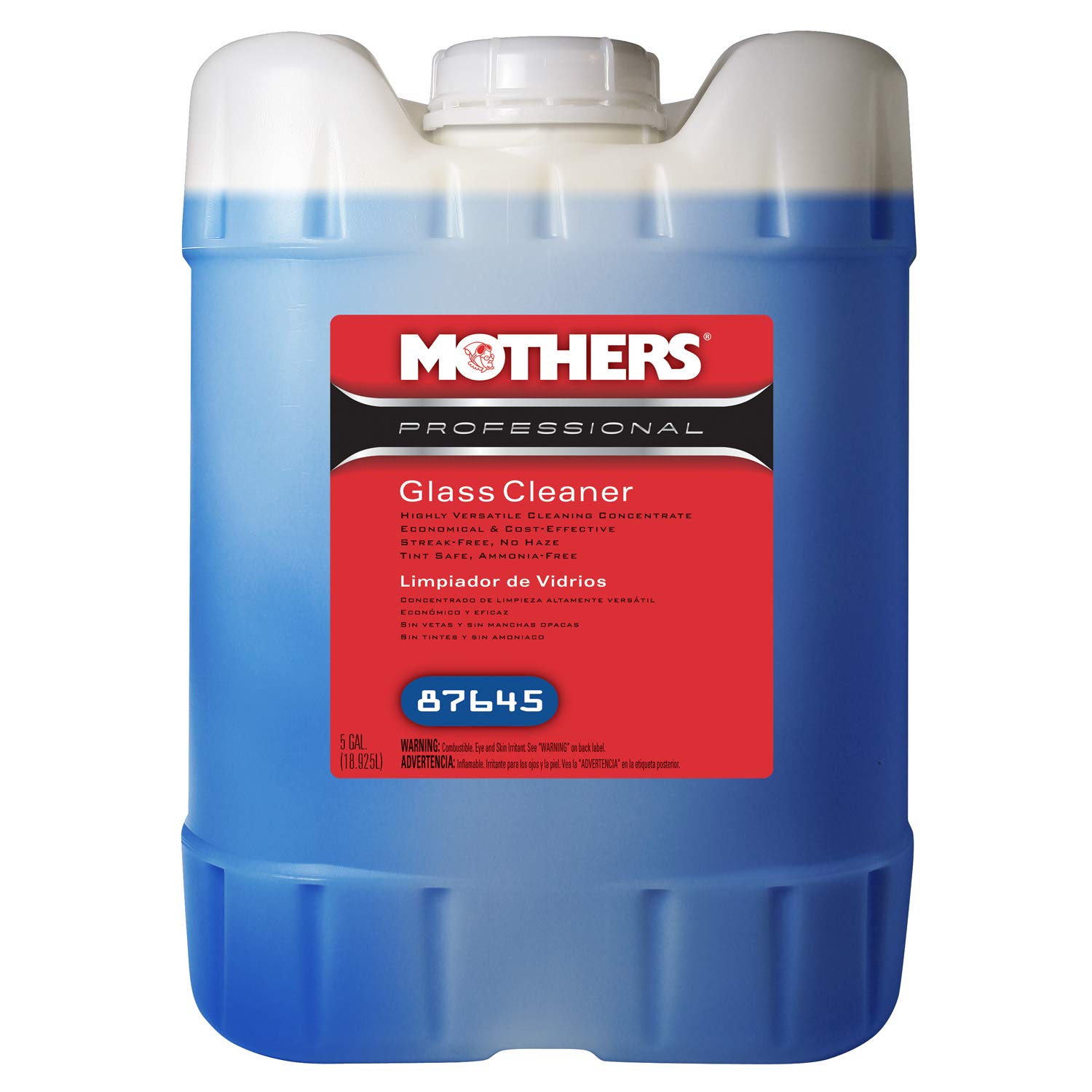 Mothers 87645 Professional Glass Cleaner - 5 Gallon Bulk Refill for Car Windows, Mirrors & Home Glass Surfaces - Streak-Free Shine for Auto Detailing & Household Cleaning