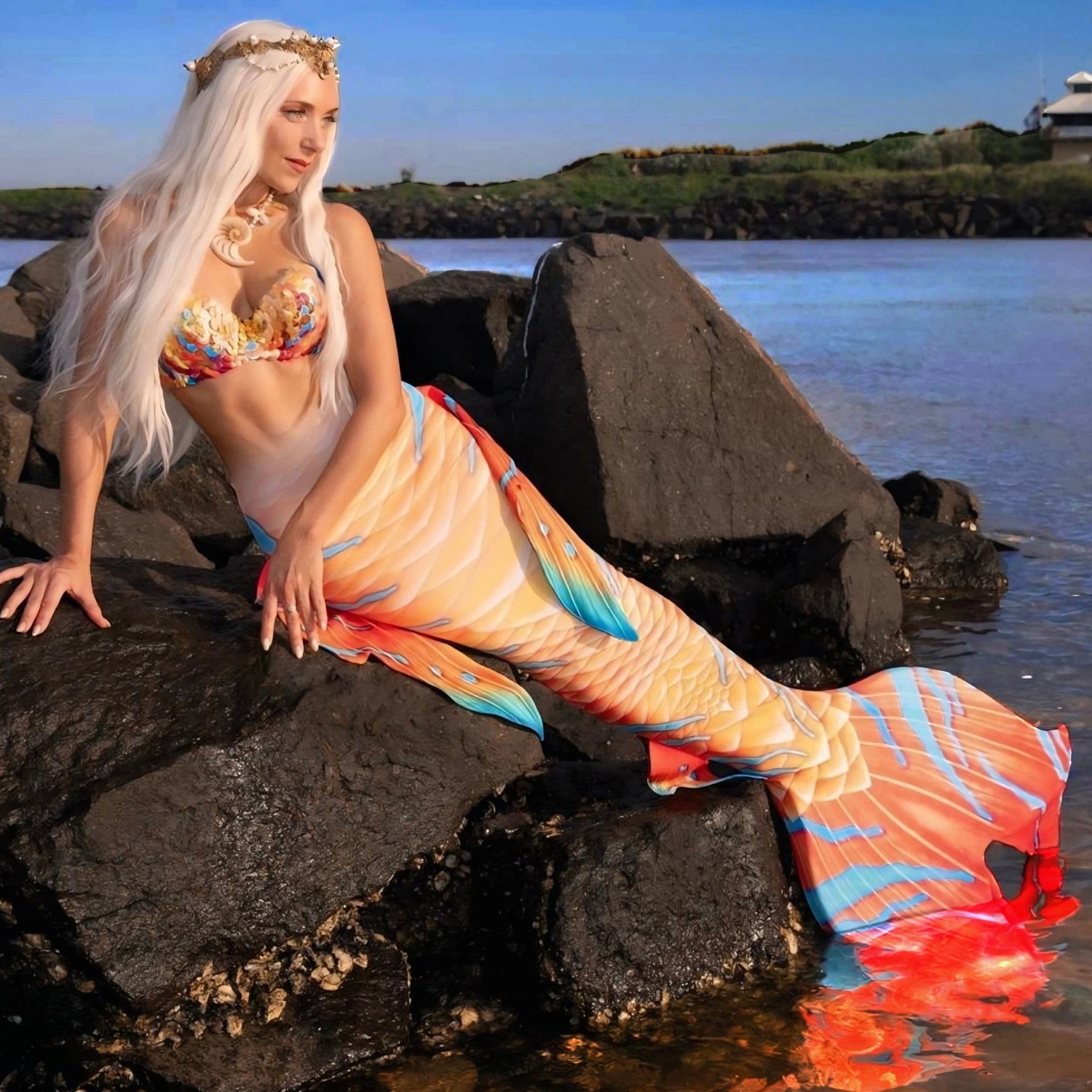 Hannah Mermaid Lotus GalleryTail by Cape Cali - Premium Mermaid Tail for Swimming, Cosplay & Fantasy Photography - Perfect for Pool Parties, Underwater Shoots & Themed Events