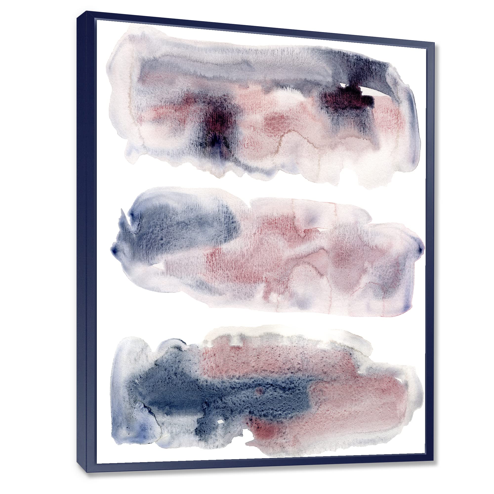 DesignQ Pink and Blue Clouds With Beige Spots Modern Framed Canvas Wall Art Print - Home Decor, Living Room, Bedroom, Office Wall Art