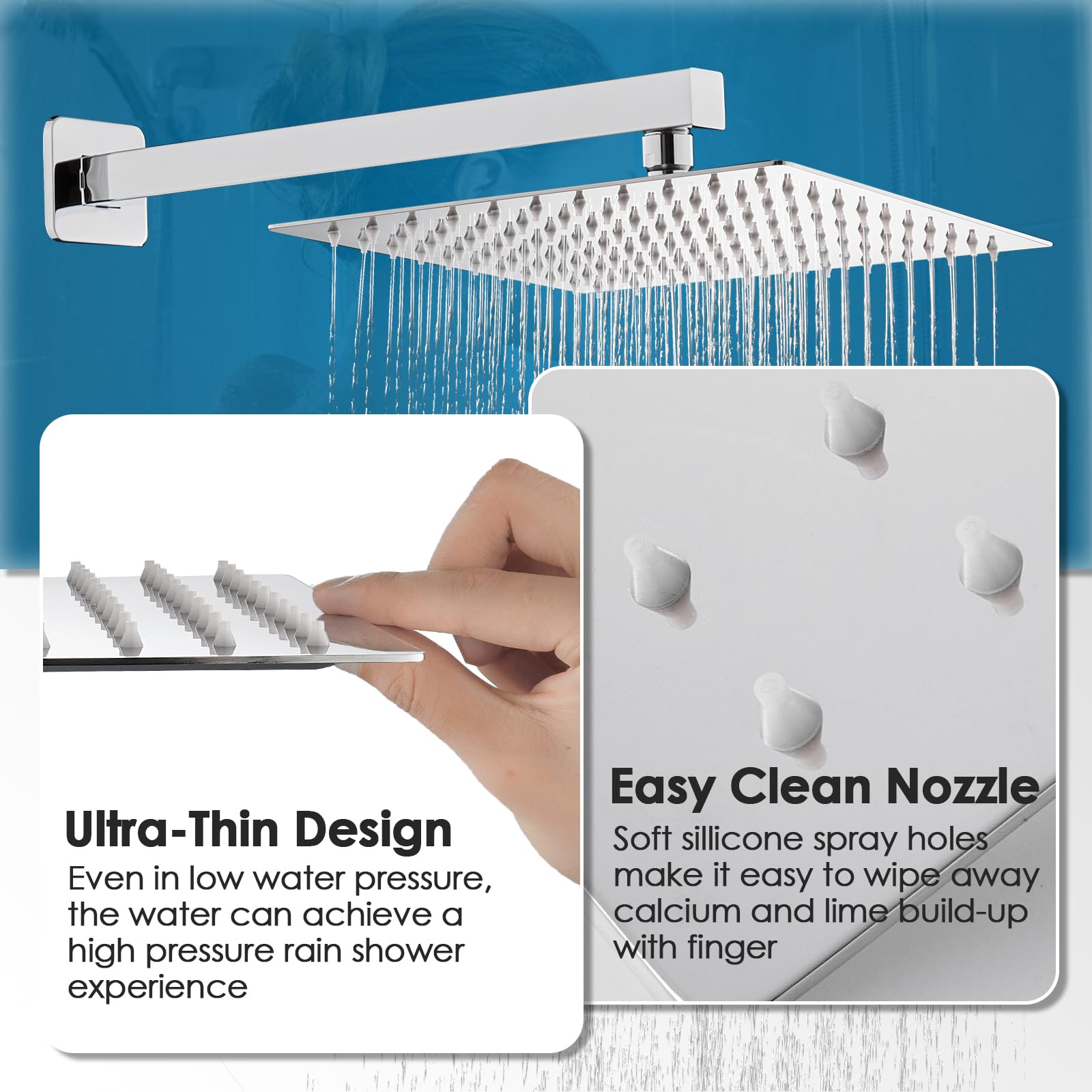 OUGOO 10 Inch Rainfall Shower System with Handheld Sprayer & Tub Spout - Complete Shower Faucet Set with Rough-in Valve & Brushed Nickel Trim Kit - Perfect for Modern Bathroom Renovations & Spa-Like Shower Experience