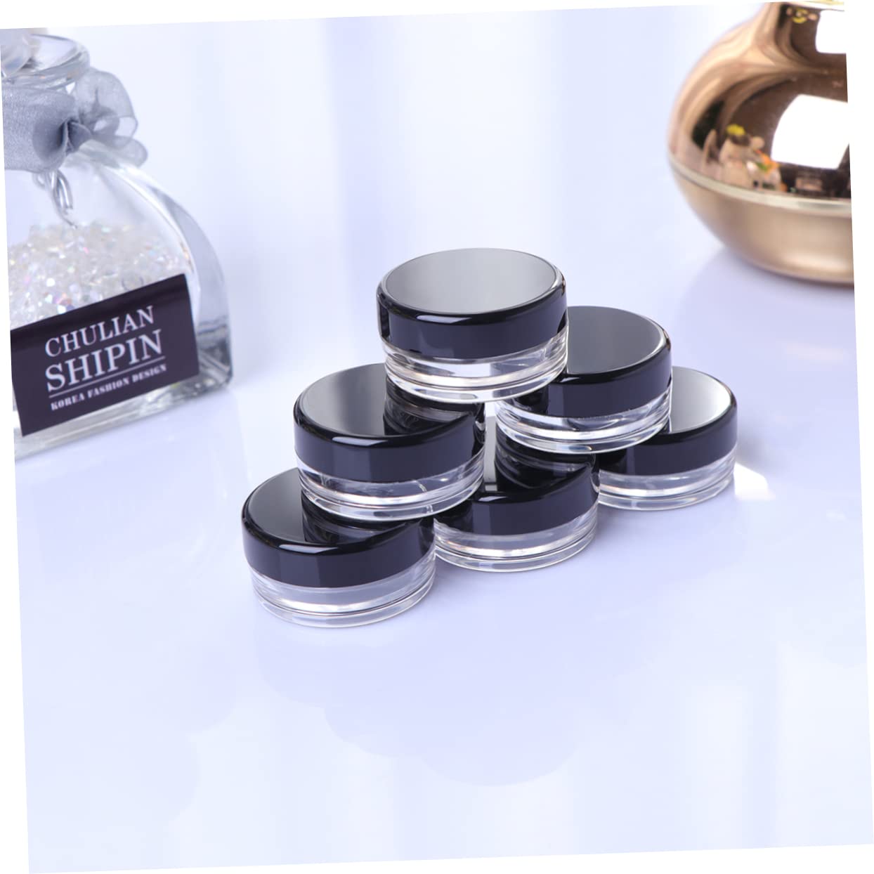 FRCOLOR 150 Pcs Clear Empty Cosmetic Jars - Refillable Lip Gloss Organizer, Eyeshadow Pigment Containers, Lotion Pots & Makeup Powder Holders - Portable Travel Size for DIY Beauty & Salon Use