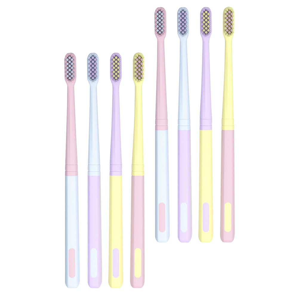 DOITOOL 8PCS Japanese Style Soft Bristle Charcoal Toothbrushes for Adults - Travel-Friendly Macaron Colors, Eco-Friendly Oral Care for Home, Office & Vacation