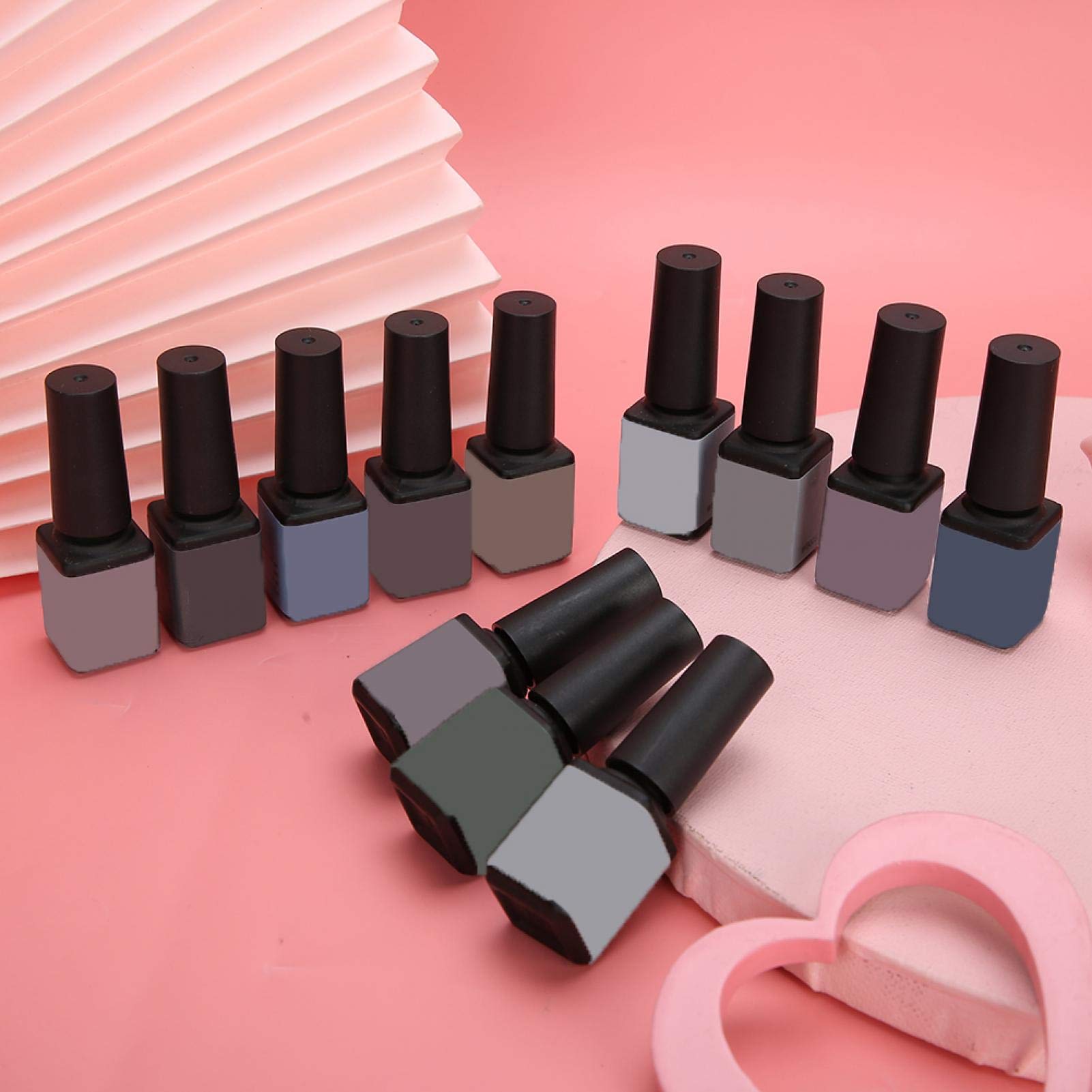 Soak Off UV LED Nail Gel Polish Kit - Gray Pink Blue Colors for Home & Salon Use - Glossy & Matte Finish - Long Lasting & Easy Removal (Granny Grey WB01-12) - Perfect for DIY Manicures, Nail Art Designs, and Professional Nail Salons