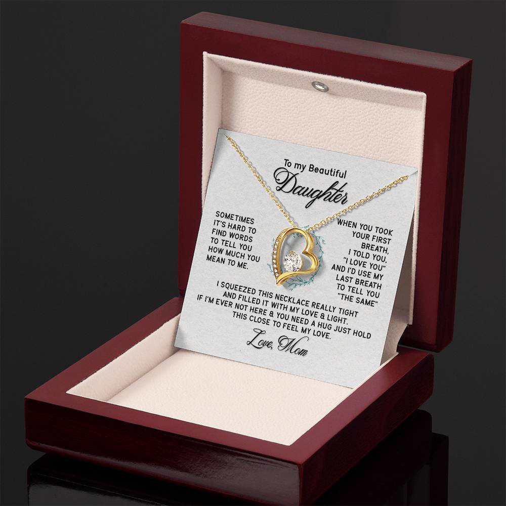 Beautiful Jewelry Necklace for Daughter - Thoughtful Gift from Mom in White or Yellow Gold Finish - Perfect for Birthdays, Graduation & Special Occasions