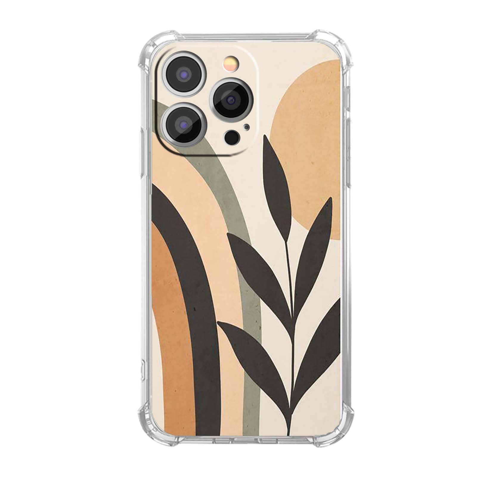 Abstract Rainbow Art iPhone 13 Pro Max Case - Aesthetic Minimalist Plant Design for Teens & Students | Trendy TPU Bumper Phone Cover | Perfect for School, Work & Everyday Use