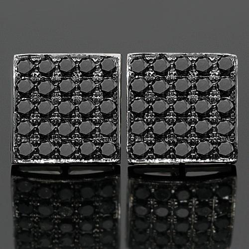 14K White Solid Gold Black Diamond Stud Earrings 4.10 Ctw - Elegant Jewelry for Women, Perfect for Weddings, Parties & Special Occasions