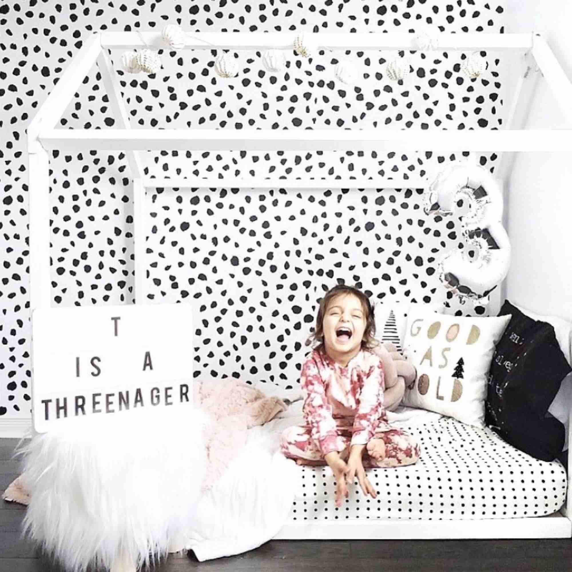 **Toddler Bed Frame - Wooden House Design Floor Bed with Twin Size Mattress Slats (39