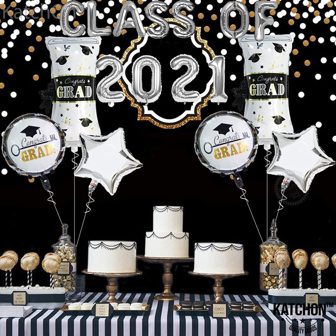 2022 Graduation Balloons Set - Silver Foil Mylar Letter Balloons & Banner Decorations for Graduation Party, Retirement, Congrats Grad Party Supplies | Perfect for Class of 2022 Celebrations, School Events & Milestone Achievements