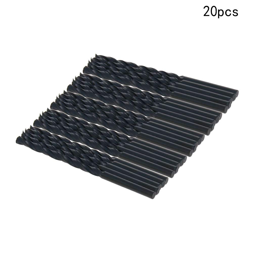 Utoolmart 20-Piece HSS-4241 Round Shank Twist Drill Bit Set - 2.5mm Diameter Black Drill Bits for Steel & Aluminum Alloy - Perfect for Metalworking, DIY Projects, and Home Repairs