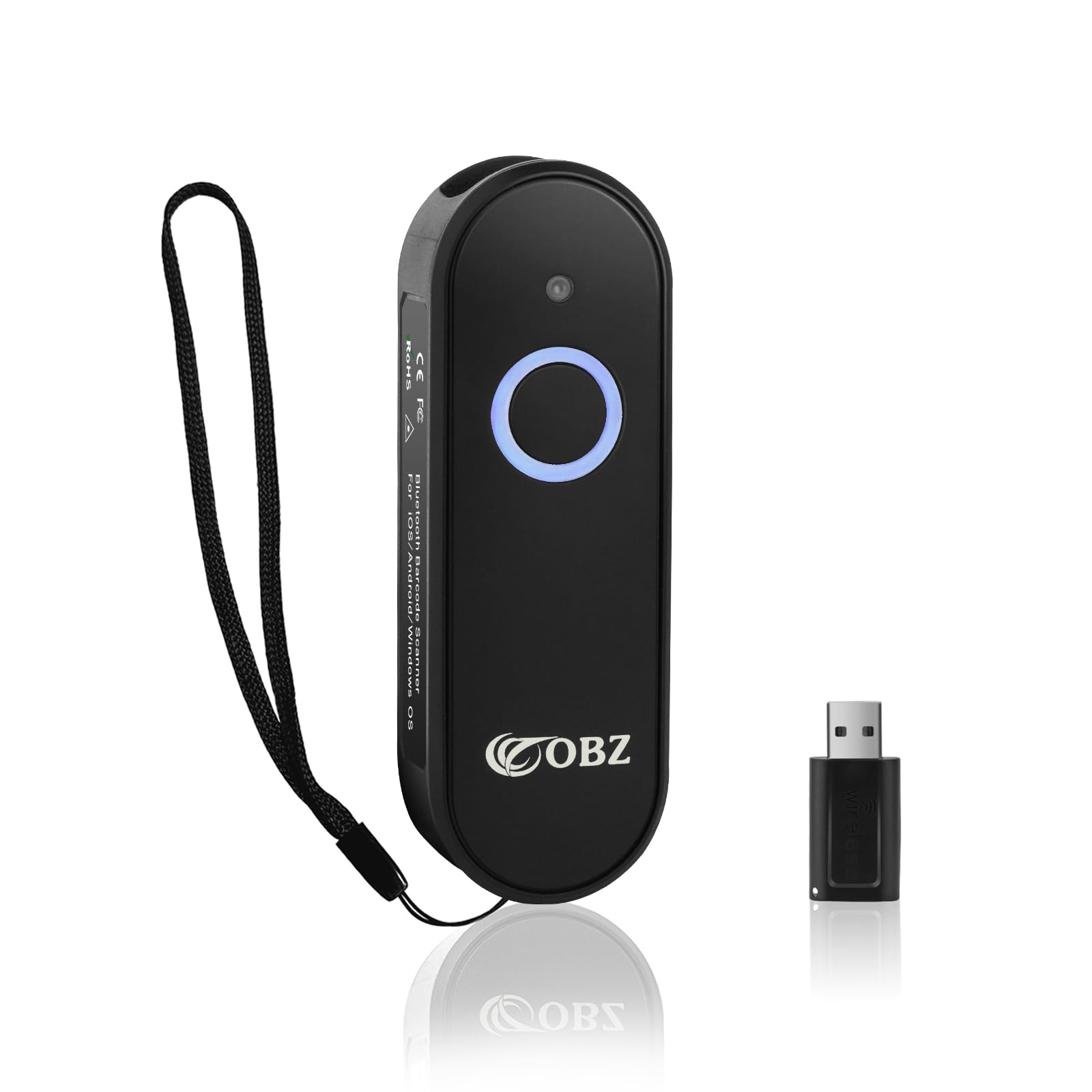 OBZ Mini 2D Bluetooth Barcode Scanner - Wireless 2.4G Handheld 1D/2D/QR Code Reader - Compatible with iOS, Android, Windows, iPhone, iPad, Tablet & PC - Perfect for Retail Stores, Inventory Management, Libraries & POS Systems