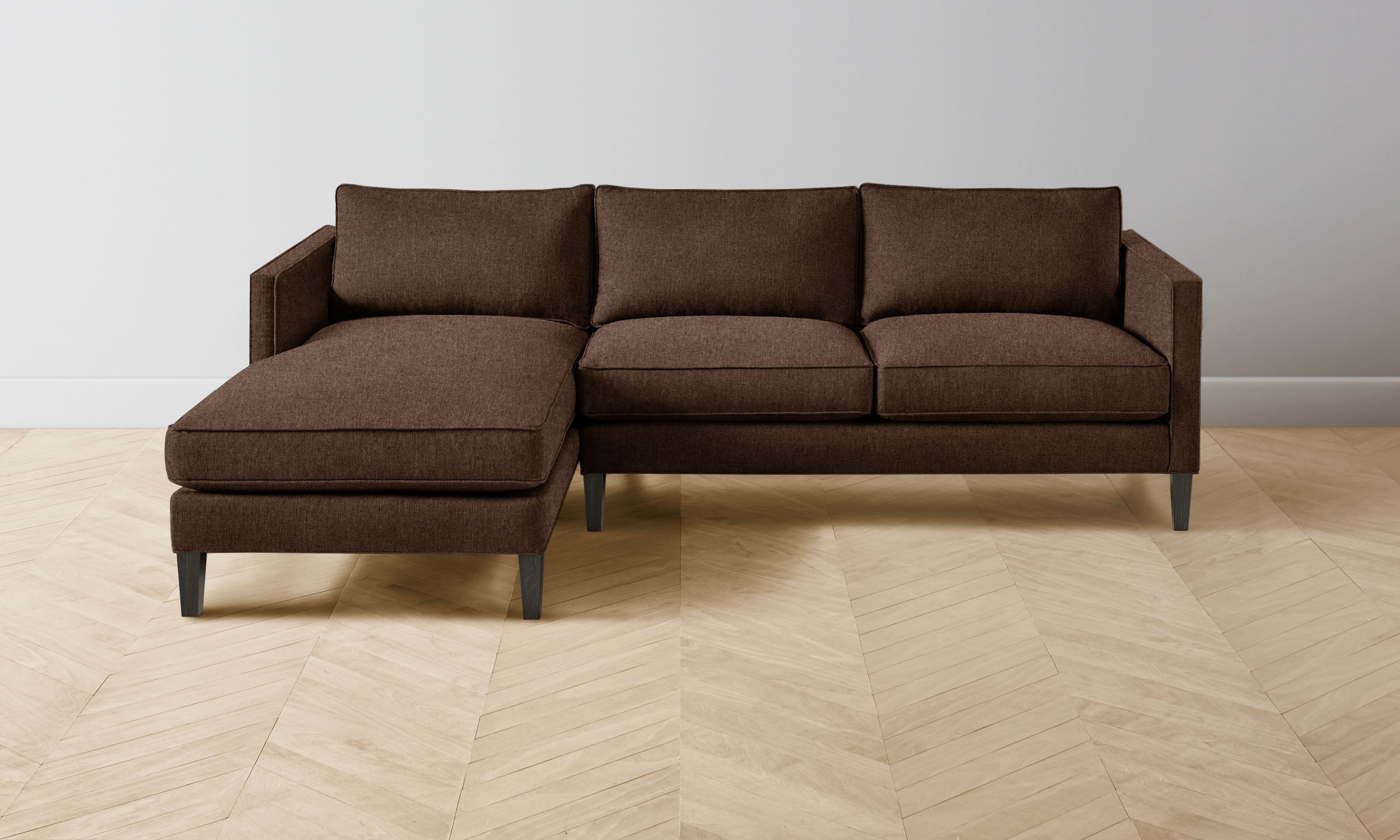Premium Crosby Sectional Sofa - Italian Brushed Wool Upholstery in Rich Cocoa Brown | Perfect for Living Room, Lounge & Family Gatherings