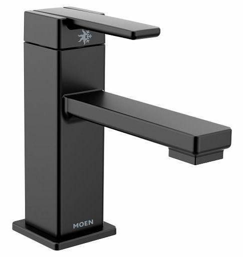 Moen S6710BL 90 Degree Single Hole Low Arc Bathroom Faucet in Matte Black - Perfect for Modern Bathroom Vanities and Powder Rooms