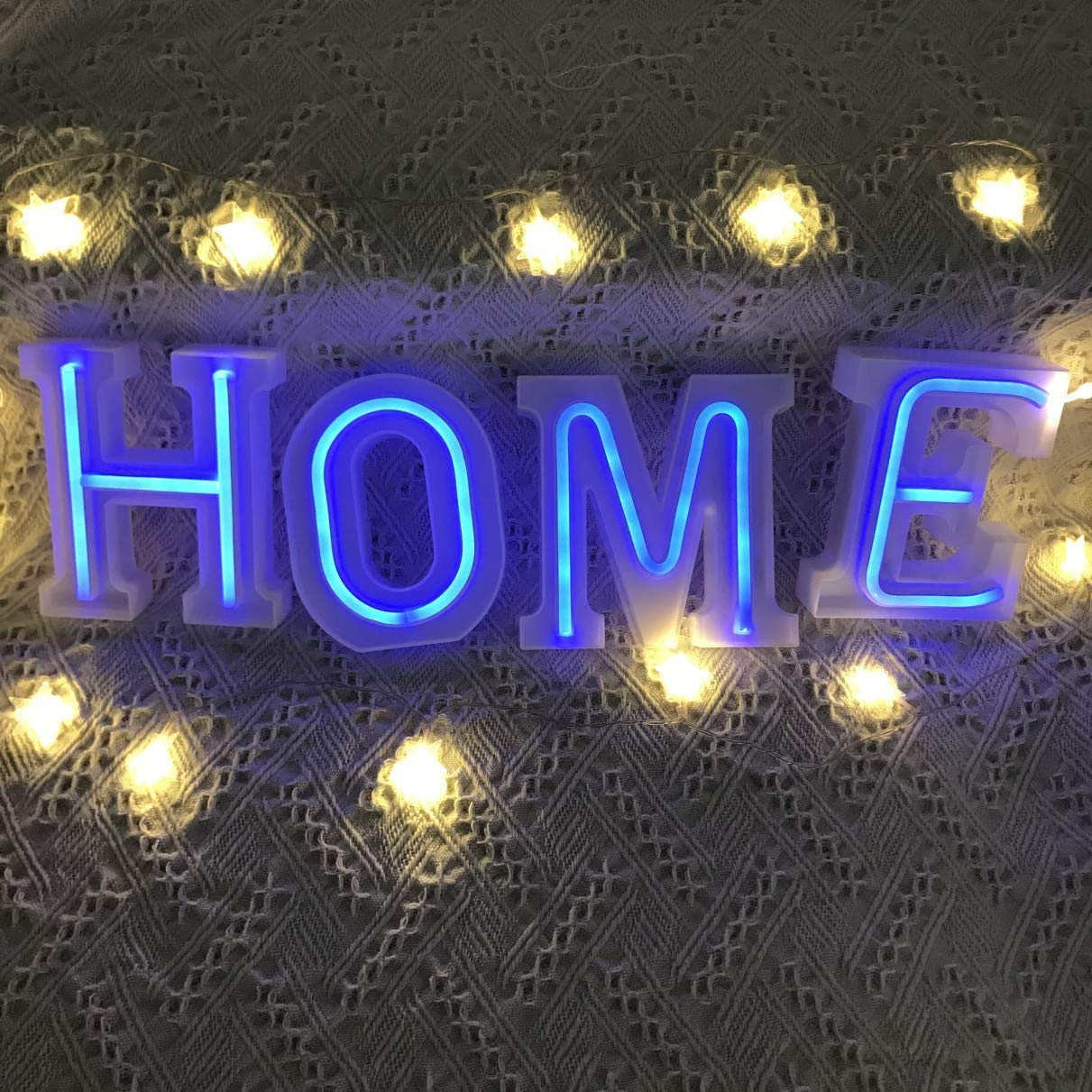 LED Neon Letter Lights - Battery & USB Powered Blue Marquee Sign for Home Decor, Parties, Bars, and Events (Medium Size)