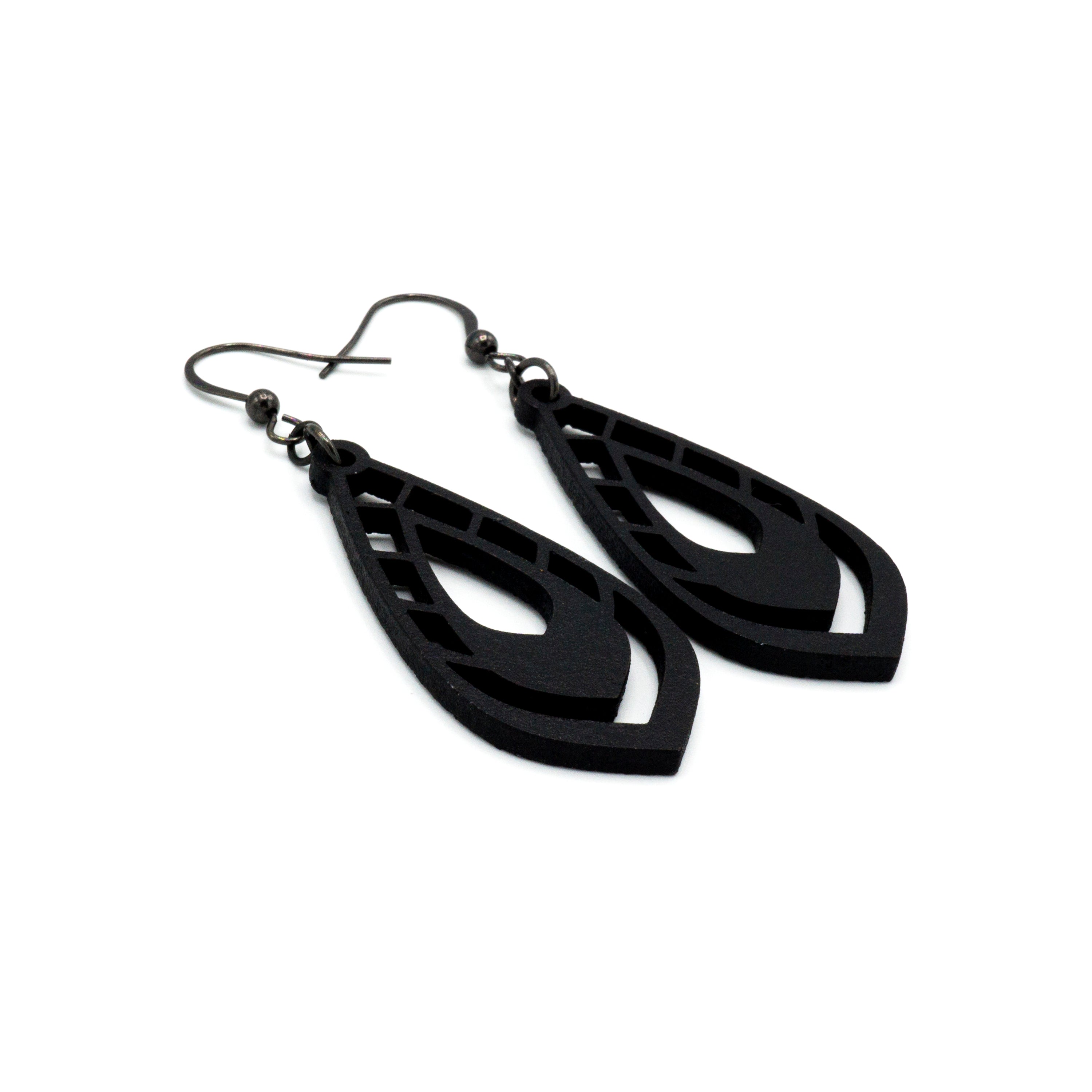 Gem Point 04 [S] - Stylish Black Leather Earrings for Women | Boho Chic Accessories for Casual & Party Wear