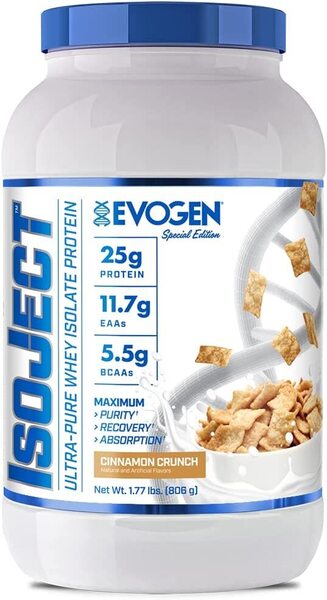 Evogen IsoJect Cinnamon Crunch Whey Protein Powder - 806g for Muscle Recovery & Post-Workout Nutrition | Delicious Cinnamon Flavor for Shakes & Smoothies