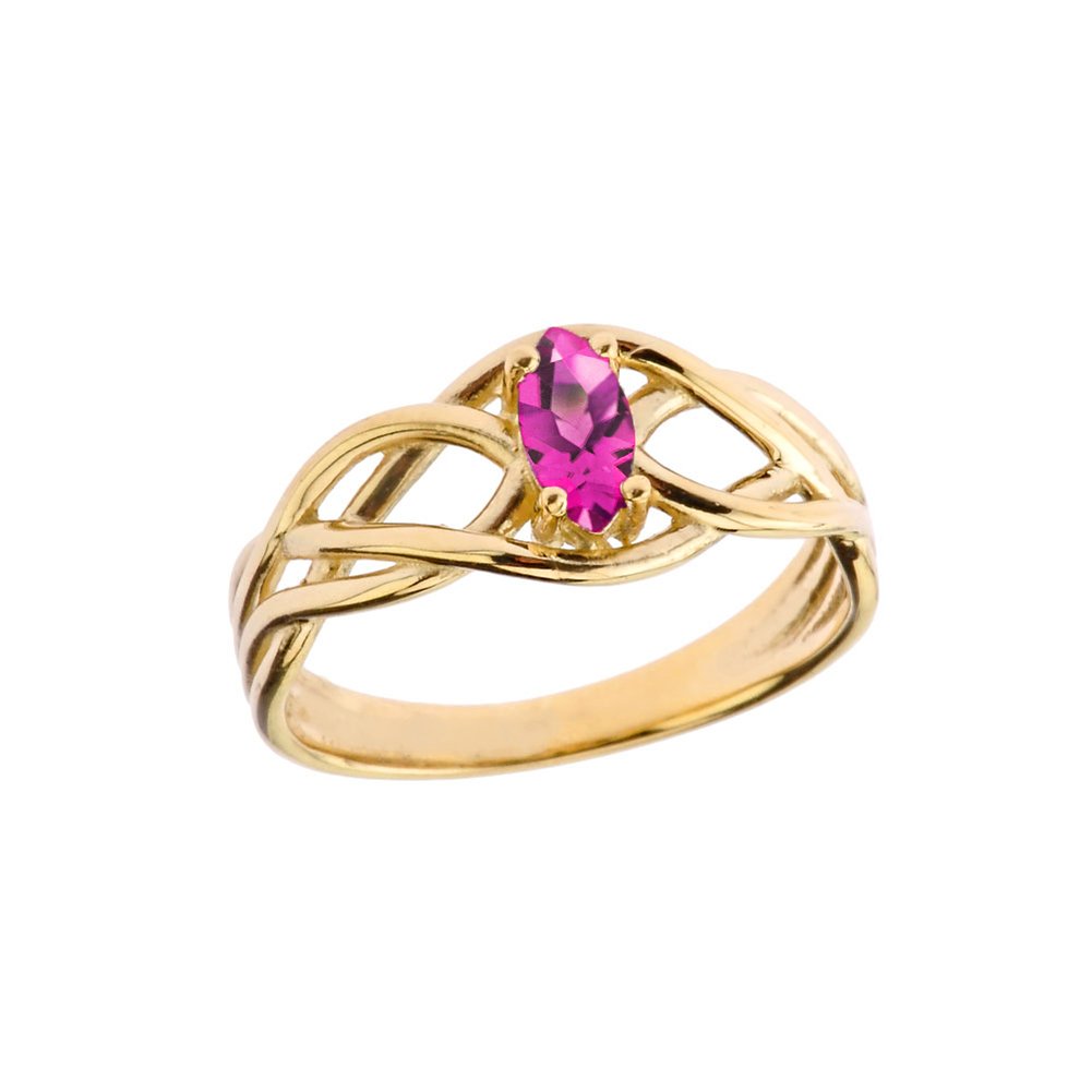 10K Yellow Gold June Birthstone Celtic Knot Engagement Ring & Promise Ring for Women - Size 9 | Elegant Jewelry Gift for Anniversary, Wedding, or Special Occasion