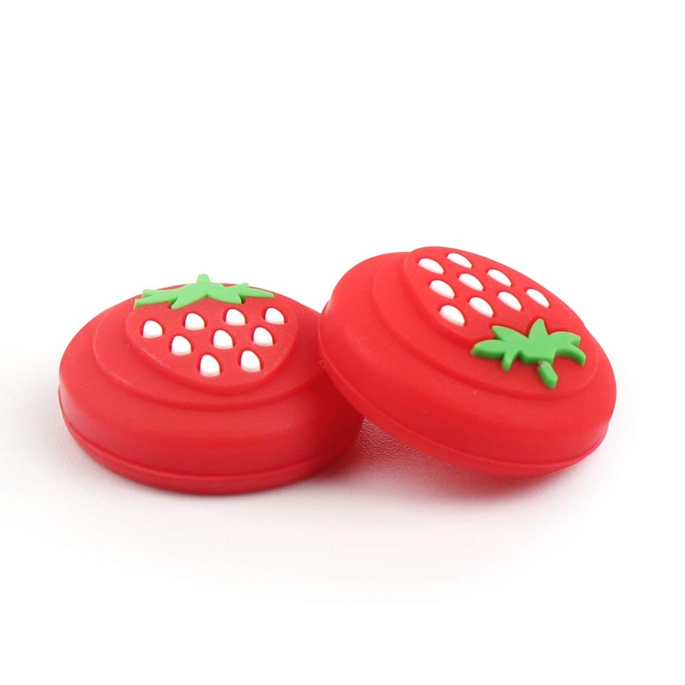 Colorful Strawberry Thumb Stick Grip Cap for Nintendo Switch & Switch Lite - 2PCS Red Joystick Cover - Enhance Gaming Comfort & Control - Perfect for Kids, Adults & Long Gaming Sessions
