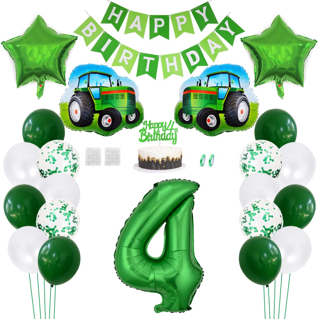 Daimay 23PCS Farm Tractor Birthday Party Decorations Set - Green Tractor Theme Supplies with Happy Birthday Banner, Barn Balloons, Foil Numbers & Cake Toppers for Kids, Boys, Girls Baby Shower | Perfect for Farm-Themed Birthday Parties, 1st-4th Birthday Celebrations & Gender Reveals