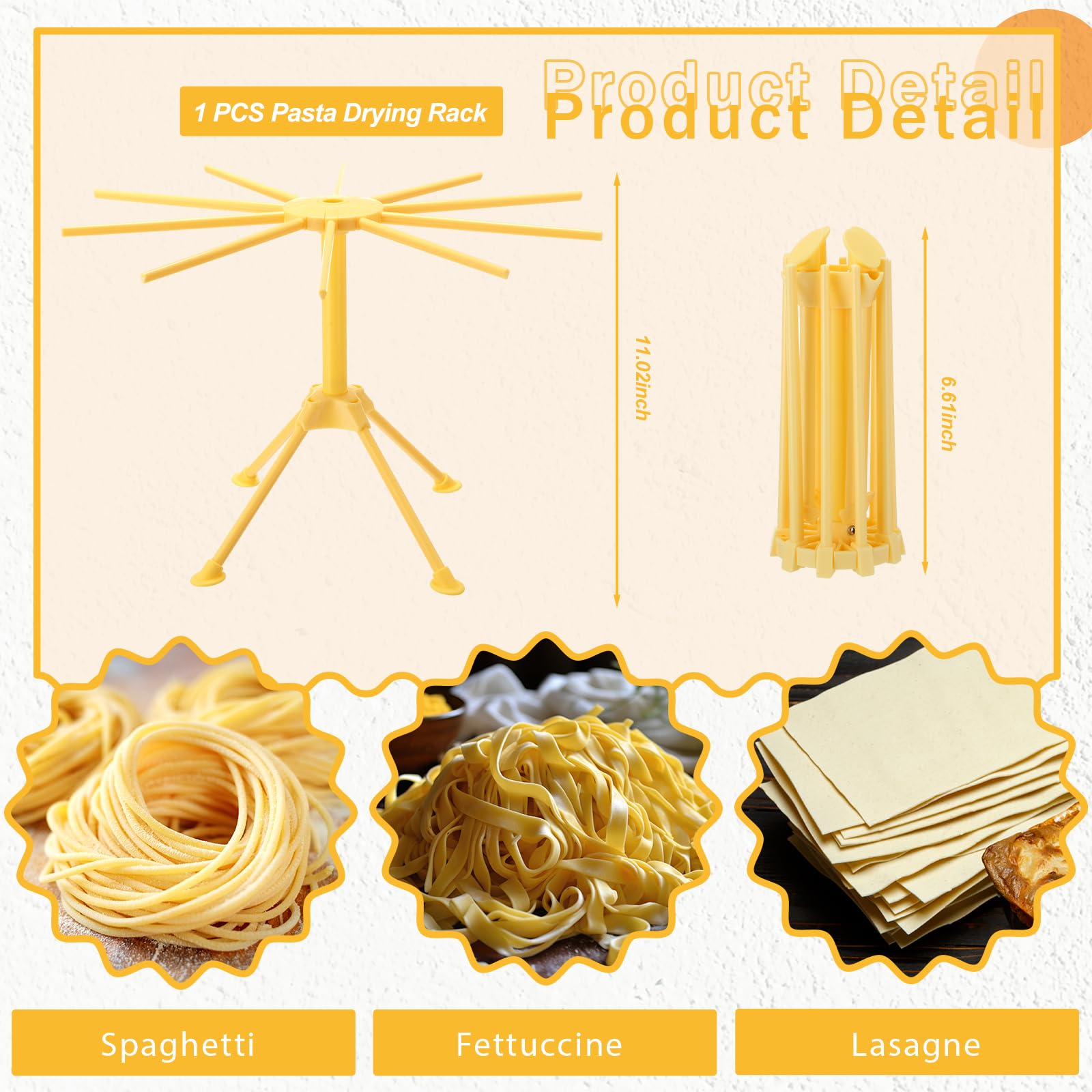 Stainless Steel Manual Pasta Maker Machine with Adjustable Thickness - Includes Pasta Drying Rack & Ravioli Stamp Cutter for Spaghetti, Fettuccine, Lasagna | Perfect for Italian Cuisine & Homemade Dumpling Skins | Ideal for Home Kitchen & Restaurant Use