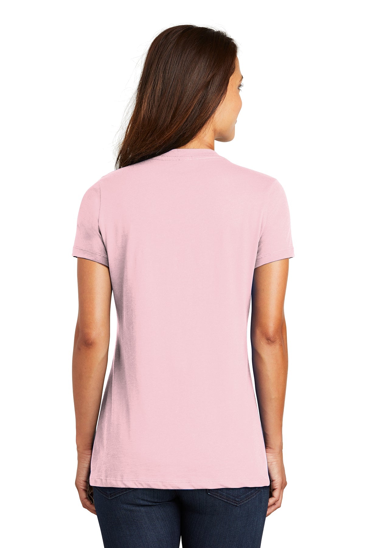 District Made Women's Perfect Weight V-Neck T-Shirt - Light Pink | Soft & Comfortable Everyday Casual Tee for Work, Outings & Layering