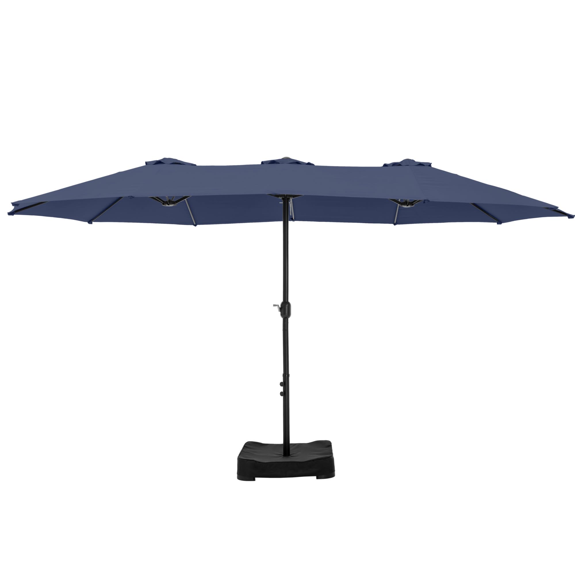 HERA'S PALACE 15ft Heavy Duty Rectangle Patio Umbrella with Base Stand - Navy Blue Outdoor Market Umbrella for Deck, Poolside, Picnic, Commercial Use & Inground Yard