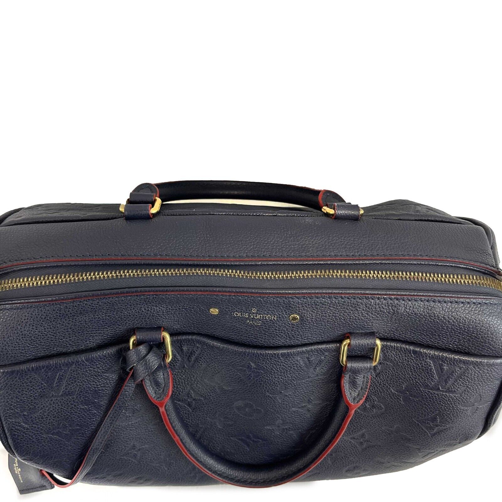 Authentic Louis Vuitton Empreinte Speedy Bandouliere 30 Handbag in Navy Blue - Top Handle & Adjustable Shoulder Strap - Perfect for Work, Travel & Everyday Luxury