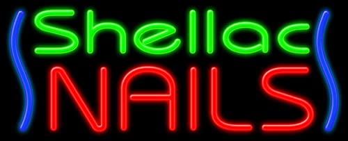 Shellac Nails Glass Neon Sign #11476 - Handmade in USA | Perfect for Nail Salon Decor & Beauty Studio Lighting