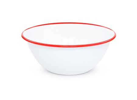Vintage Style Enamelware Serving Bowl Set of 2 - 2 Qt Capacity with Classic Red Rim - Perfect for Farmhouse Dining, Picnics & Rustic Kitchen Decor