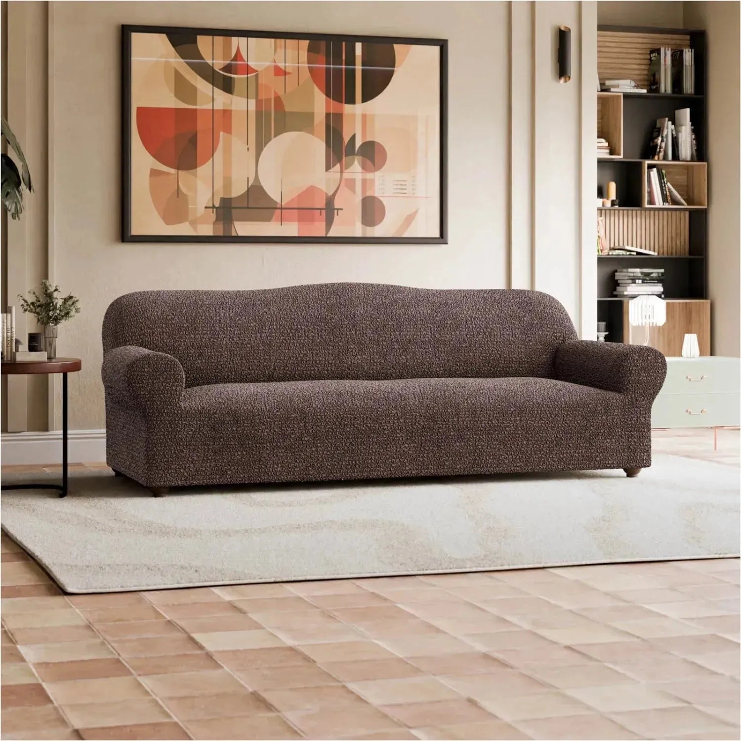4-Seater Sofa Slipcover - Mille Righe Collection | Stretchable Furniture Protector for Living Room, Bedroom & Office | Easy Washable Couch Cover for Pets & Kids