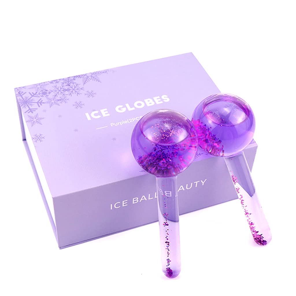 Cuawan Ice Globes for Facials - 2 Pack Large Cooling Crystal Balls for Face & Eye Massage, Skin Care & Relaxation | Reduce Puffiness, Soothe Skin & Boost Glow | Perfect for Spa, Home Beauty Routine & Post-Workout Recovery