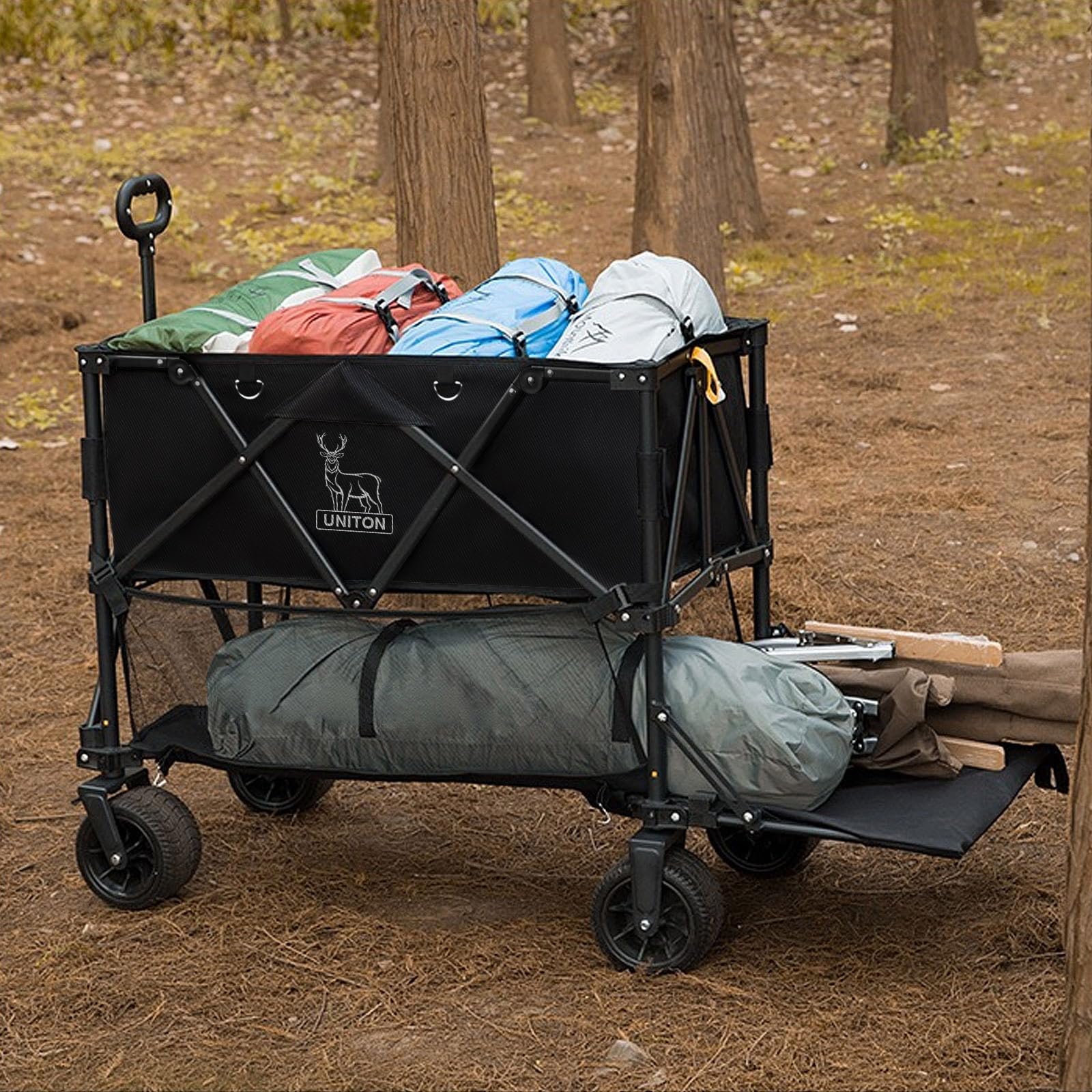 **600lb Capacity Double Decker Wagon - 400L Collapsible Sports Utility Cart with 54