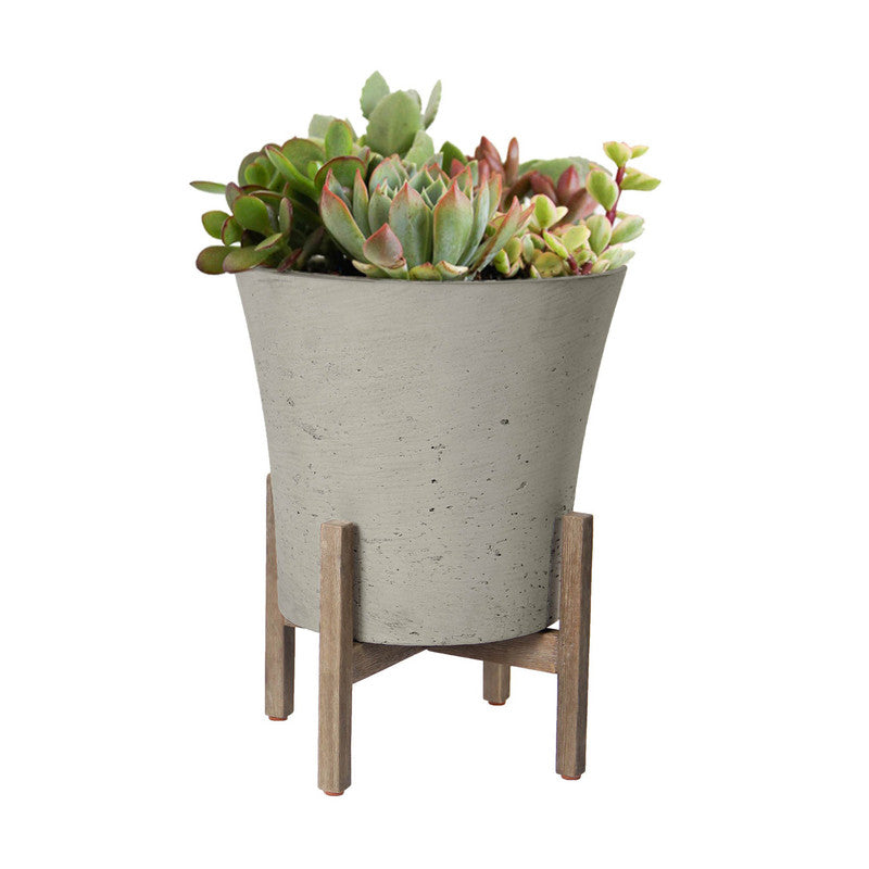 Bredgade VIII 14.7 Inch Indoor Outdoor Planter - Cement Gray Modern Flower Pot for Home Garden, Patio, Balcony & Office Decor