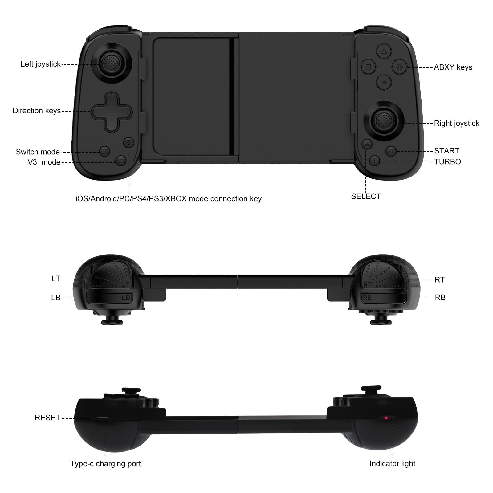 Wireless Game Controller for iPhone 16/15/14, iPad, Samsung Galaxy S24/23/22, Android Tablets - Compatible with Xbox Cloud Gaming, PS Remote Play, Call of Duty Mobile, Genshin Impact, Roblox & Diablo - Ergonomic Design for Mobile Gaming & Cloud Streaming