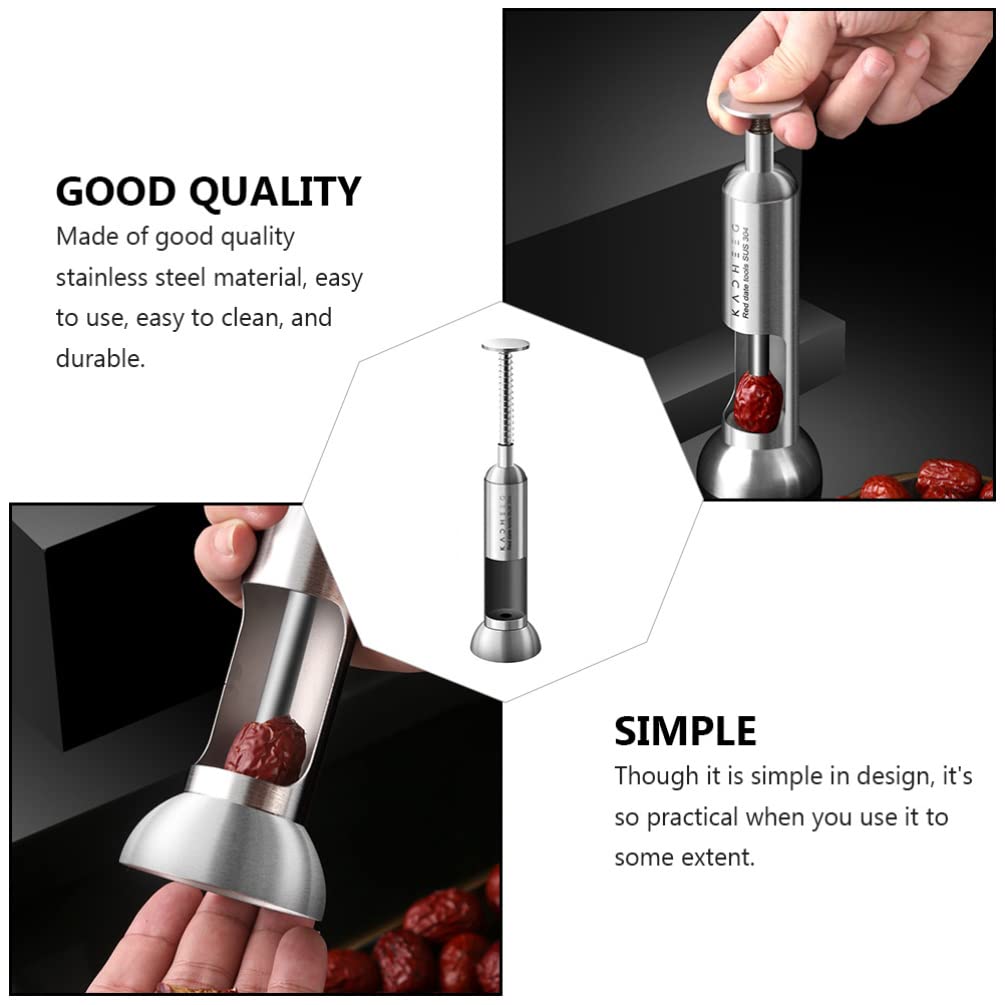 Stainless Steel Fruit Core Remover Tool - Cherry, Date, Apple Corer for Kitchen - Easy to Use Kitchen Gadget for Pitting Fruits (Perfect for Baking, Cooking & Meal Prep)