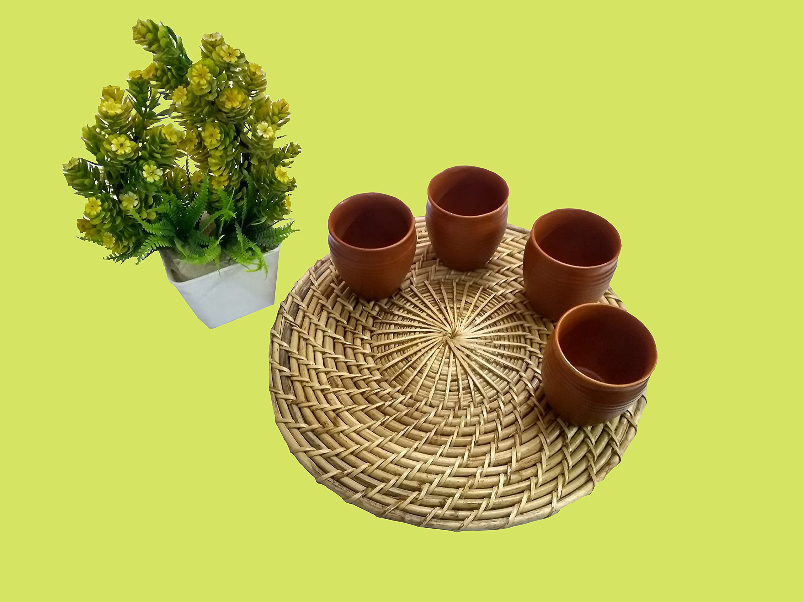 Handmade Eco-Friendly Round Woven Rattan Placemats for Dining Table - 12 Inch Wicker Placemat Set (1-Piece) - Perfect for Boho Home Decor, Farmhouse Kitchen & Outdoor Picnics