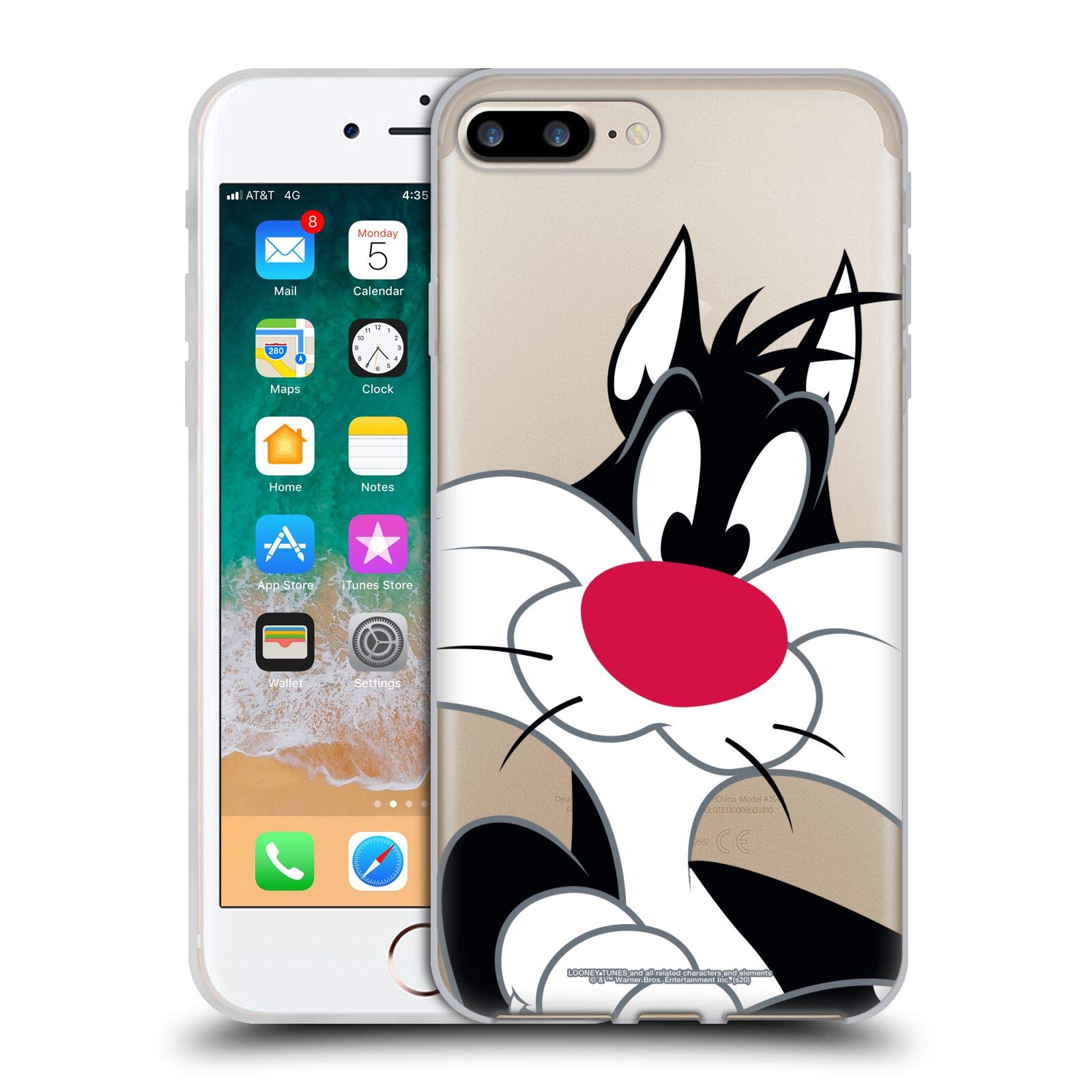 Head Case Designs Looney Tunes Sylvester Cat Soft Gel Case for iPhone 7 Plus/8 Plus - Durable Protection & Fun Style for Everyday Use