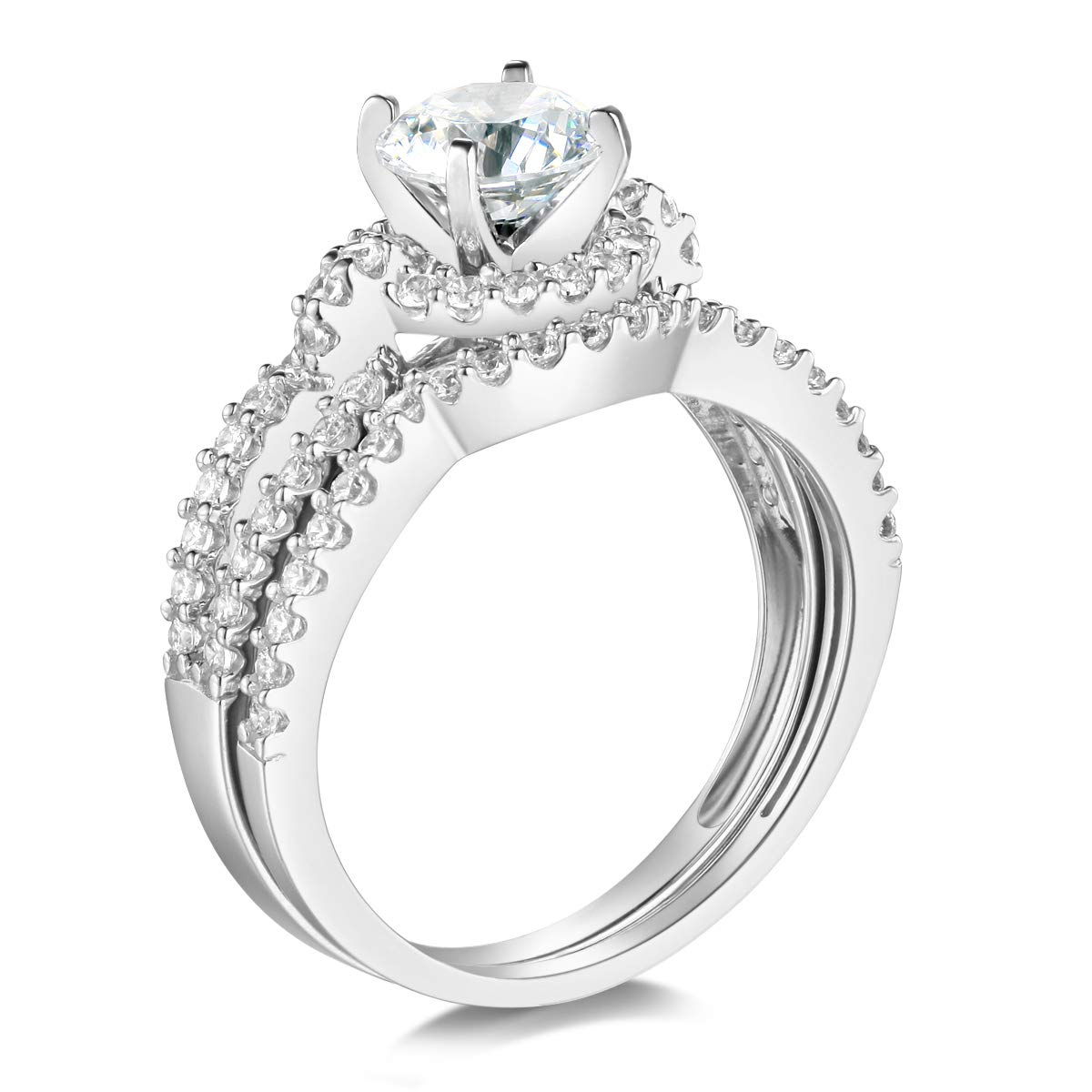 14K Yellow or White Gold Solid Wedding Engagement Ring and Wedding Band 2-Piece Set for Women - Perfect for Proposals, Anniversaries & Bridal Jewelry