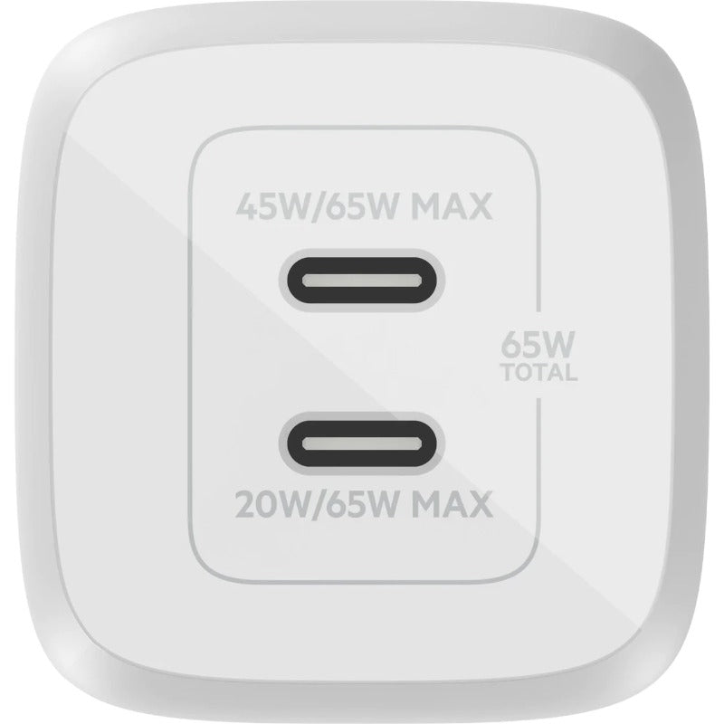 Belkin BOOST↑CHARGE PRO 65W USB-C Wall Charger - Fast Charging Adapter for MacBook Pro/Air, iPhone 15/14/13, iPad, Samsung Galaxy - Compact 65W Power Delivery for Home, Office & Travel (White)