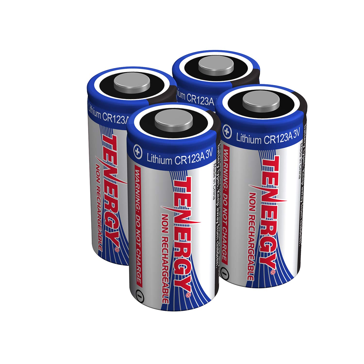 Tenergy 3V CR123A Lithium Battery - High Performance PTC Protected for Smart Sensors, Security Cameras & Flashlights - 4 Pack (Non-Rechargeable) - Perfect for Home Security Systems, Emergency Lights & Outdoor Gear