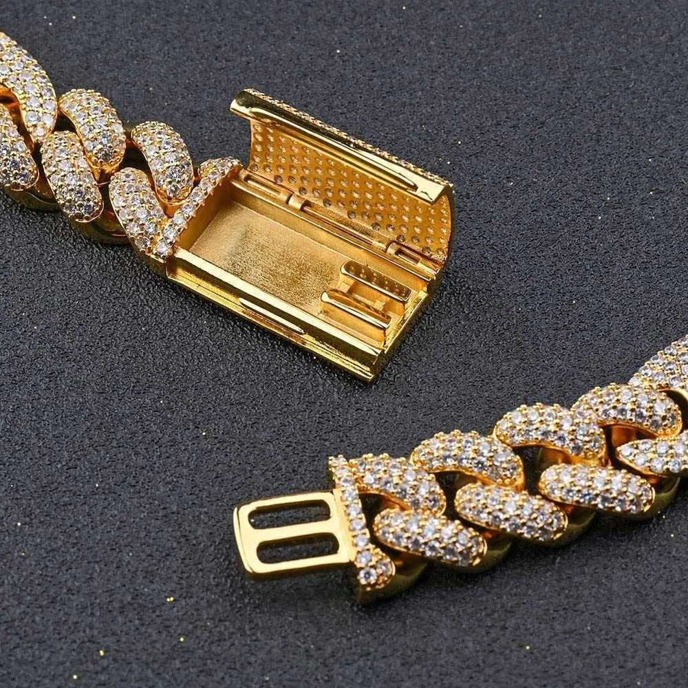 14K Gold Plated Moissanite Cuban Link Chain Necklace for Men & Women | Iced Out Hip Hop Jewelry | Perfect for Parties, Weddings & Everyday Wear