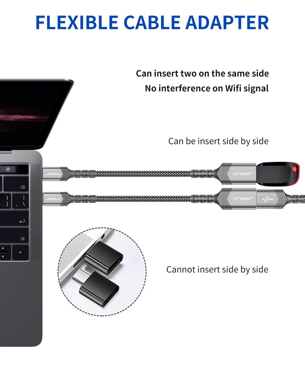 JSAUX USB C to USB 3.1 Adapter, Type C to USB OTG Converter Cable for Samsung Galaxy S20/S20+/S9/S8+/A70/A50/Note 10, Huawei P30/P20 Pro, Google Pixel 2XL/3XL, MacBook - Fast Data Transfer & Charging for Phones, Tablets & Laptops