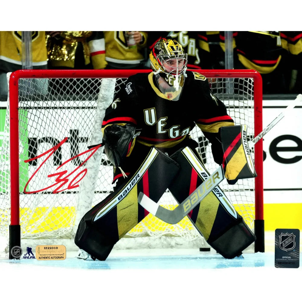 Logan Thompson Autographed Vegas Golden Knights 8x10 Photo with COA - Signed Retro Reverse Hockey Memorabilia for Collectors & Fans - Perfect for Man Cave, Sports Room Decor or Gift for Hockey Lovers