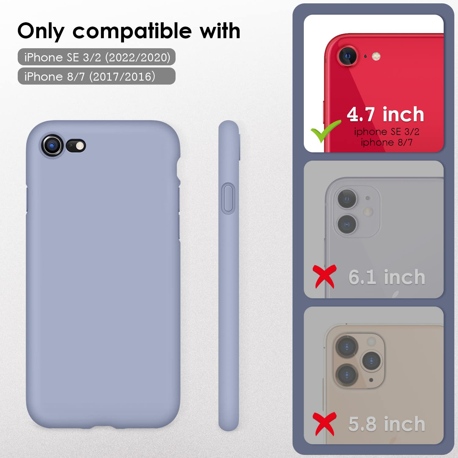 VIKESI Liquid Silicone Phone Case for iPhone SE 2022/2020, iPhone 8 & iPhone 7 (4.7 Inch) - Ultra Soft Protective Cover with Premium Grip for Women, Men & Teens - Blue Purple - Perfect for Daily Use, Work & Travel