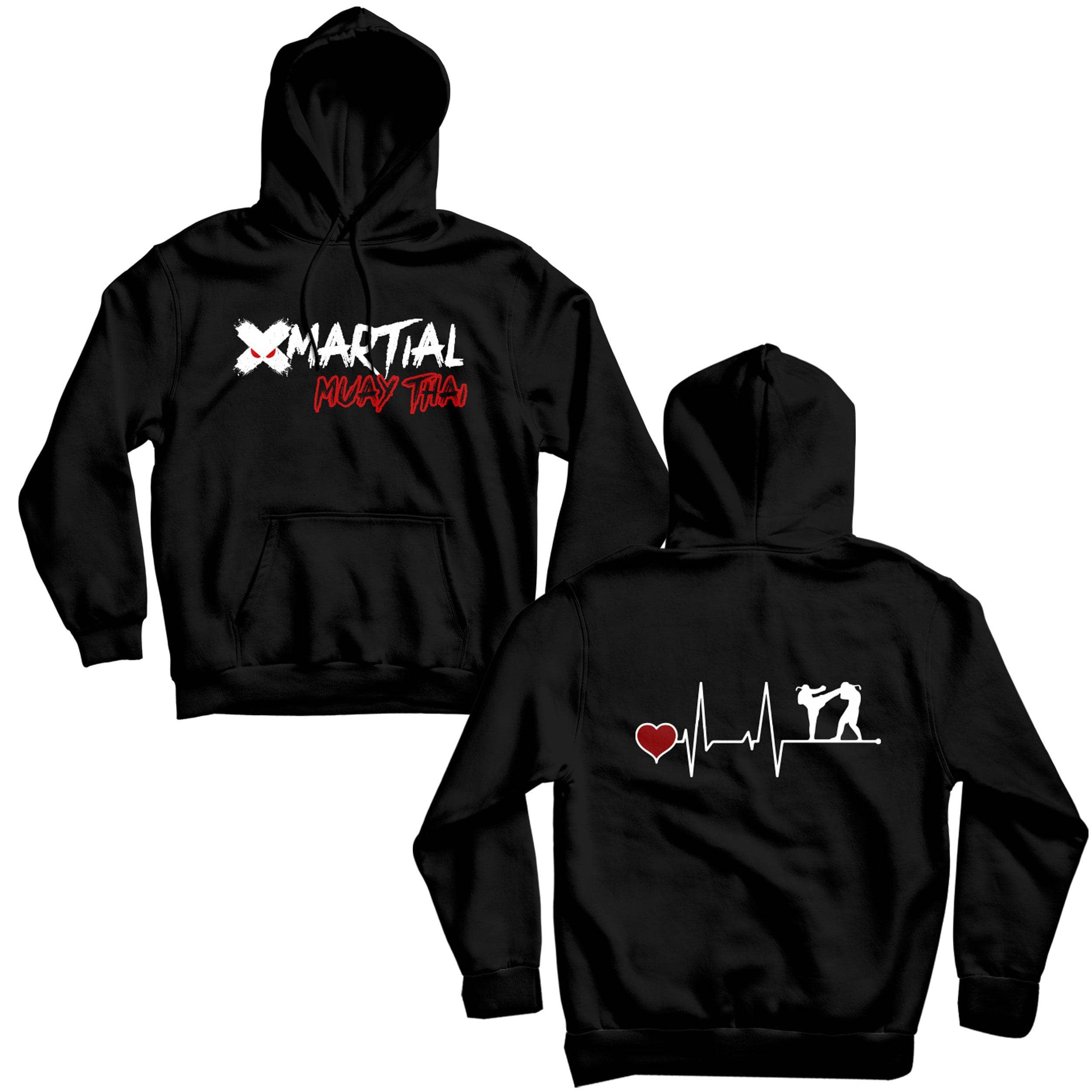 Muay Thai Hoodie with Heartbeat Design - Perfect for Training, Gym & Streetwear