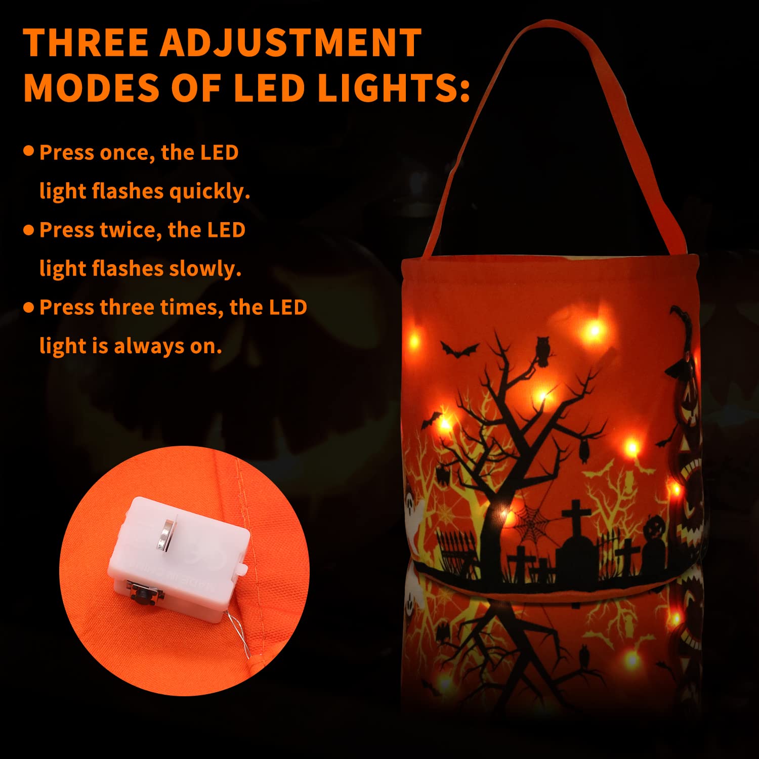 2PCS Halloween LED Light Candy Bucket - Reusable Pumpkin Trick or Treat Bags for Kids, Party Favors & Supplies | Perfect for Trick-or-Treating, Halloween Parties & Gift Baskets