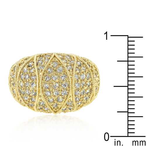 Golden Eye Clear Cubic Zirconia Cocktail Ring for Women - Elegant Evening Party Jewelry Gift for Bridesmaids, Prom, Wedding & Special Occasions