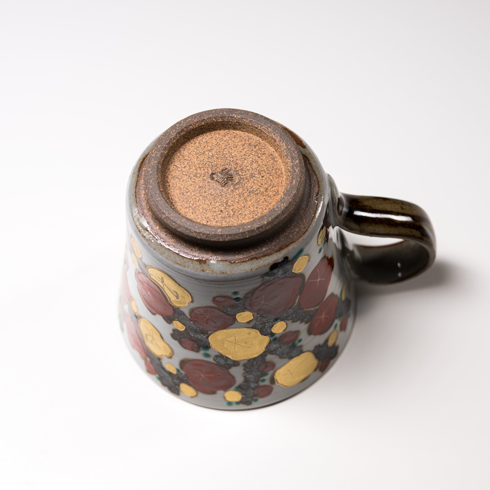 Handmade Kyo Kiyomizu Ware Ceramic Mug - Golden Plum Design, Authentic Japanese Kyoto Pottery, Tea & Coffee Cup for Home, Office, Gift Giving