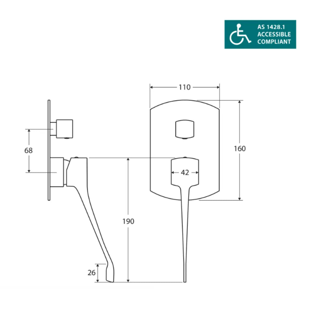 Fienza 218102D Koko Care Chrome Wall-Mounted Basin Diverter Mixer - Modern Bathroom Faucet for Sink with Water Flow Control | Perfect for Home, Hotel, and Commercial Use