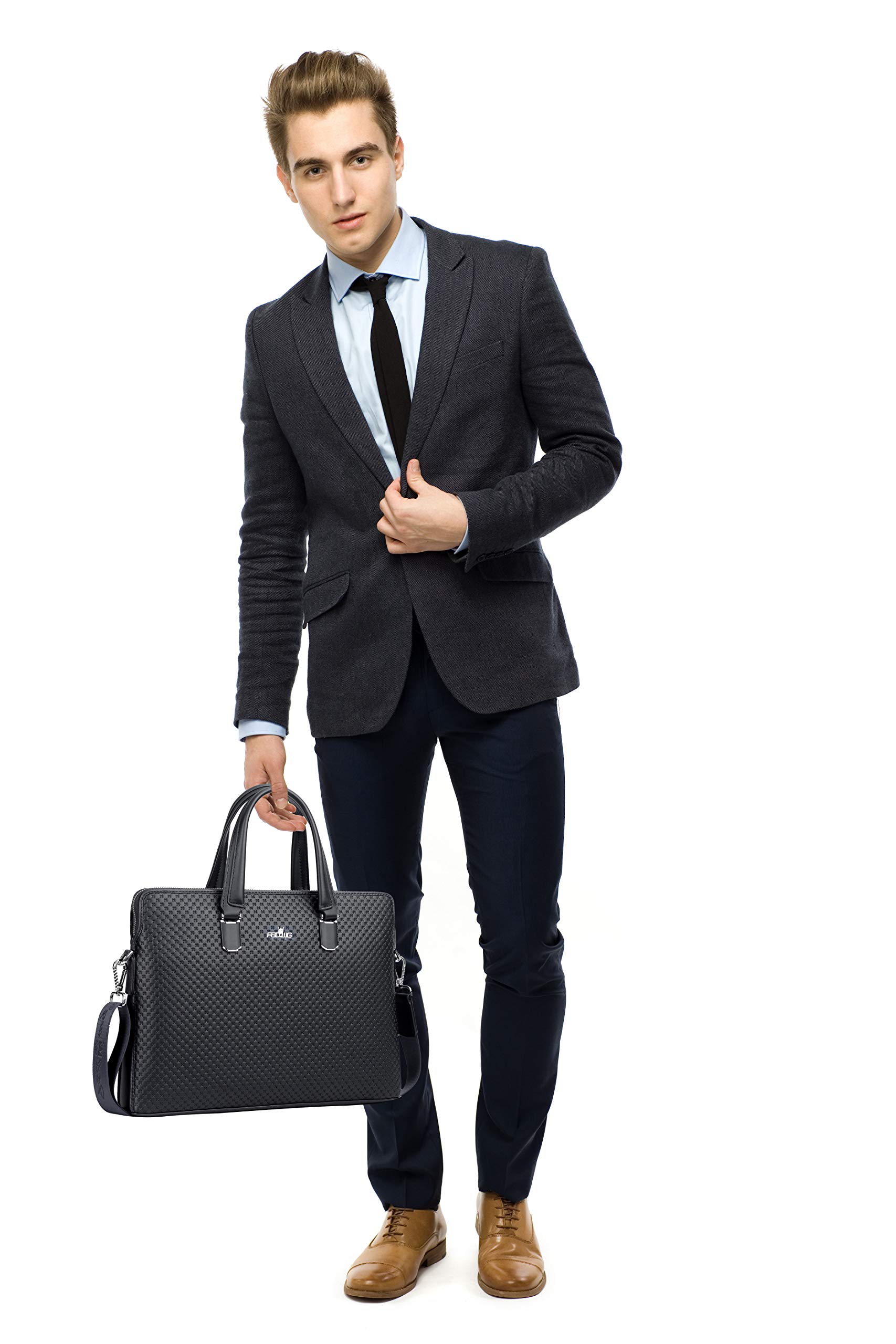 Premium Genuine Leather Business Briefcase for Men - Professional Laptop Shoulder Bag for Office, Work & Travel - Durable & Stylish Executive Messenger Bag